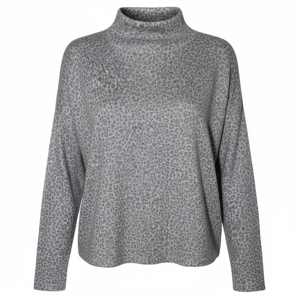 Banana Republic Gray Leopard Print Mock Neck Top – Women's XS‎ (Oversized Fit)